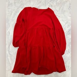 Red mini Long Sleeve Dress